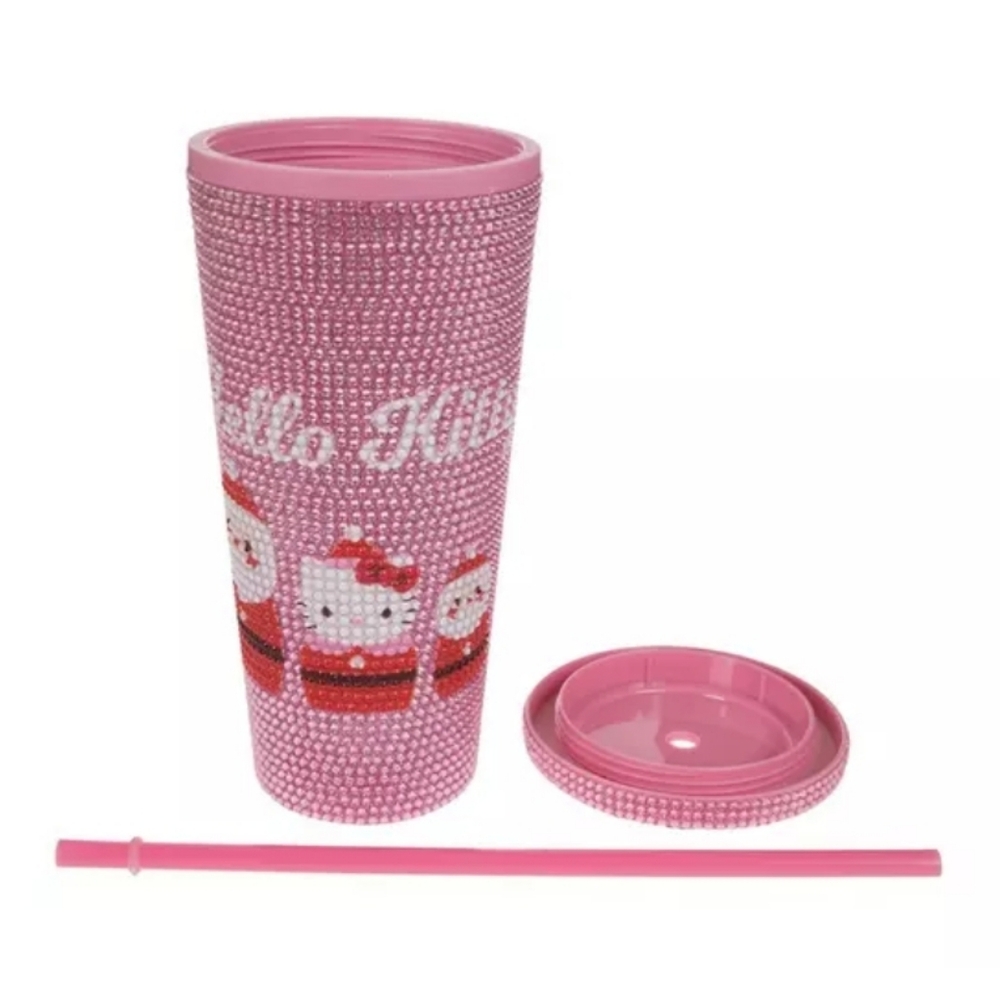 Pink Rhinestone Hello Kitty Tumbler